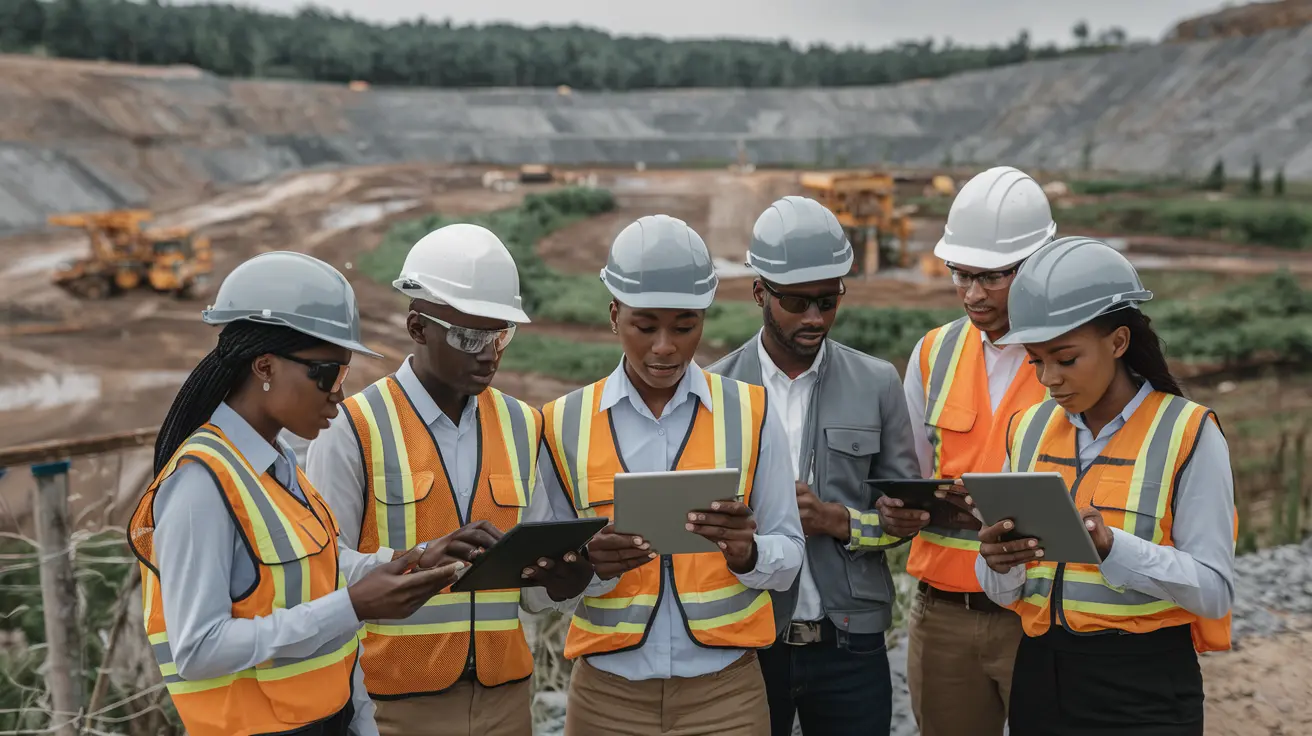 Environmental management experts conducting site assessment at Nigerian mine