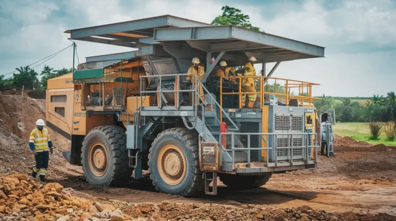 Nigerian mining site with environmental compliance monitoring equipment