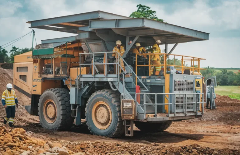 Nigerian mining site with environmental compliance monitoring equipment