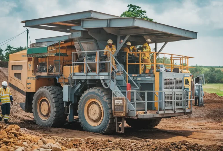 Nigerian mining site with environmental compliance monitoring equipment